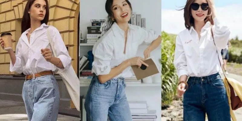 Cách phối sơ mi và quần jean trẻ trung